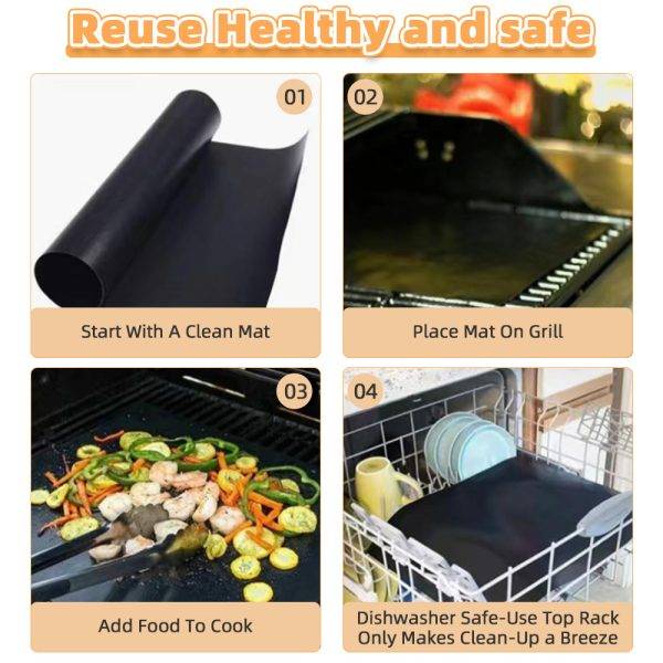 2Pcs Reusable Non-Stick BBQ Grill Mats  