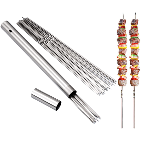 Stainless Steel BBQ Skewers Set with Storage Tube  