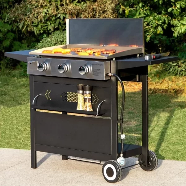 3-Burner Flat Top Propane Griddle Grill with Lid  