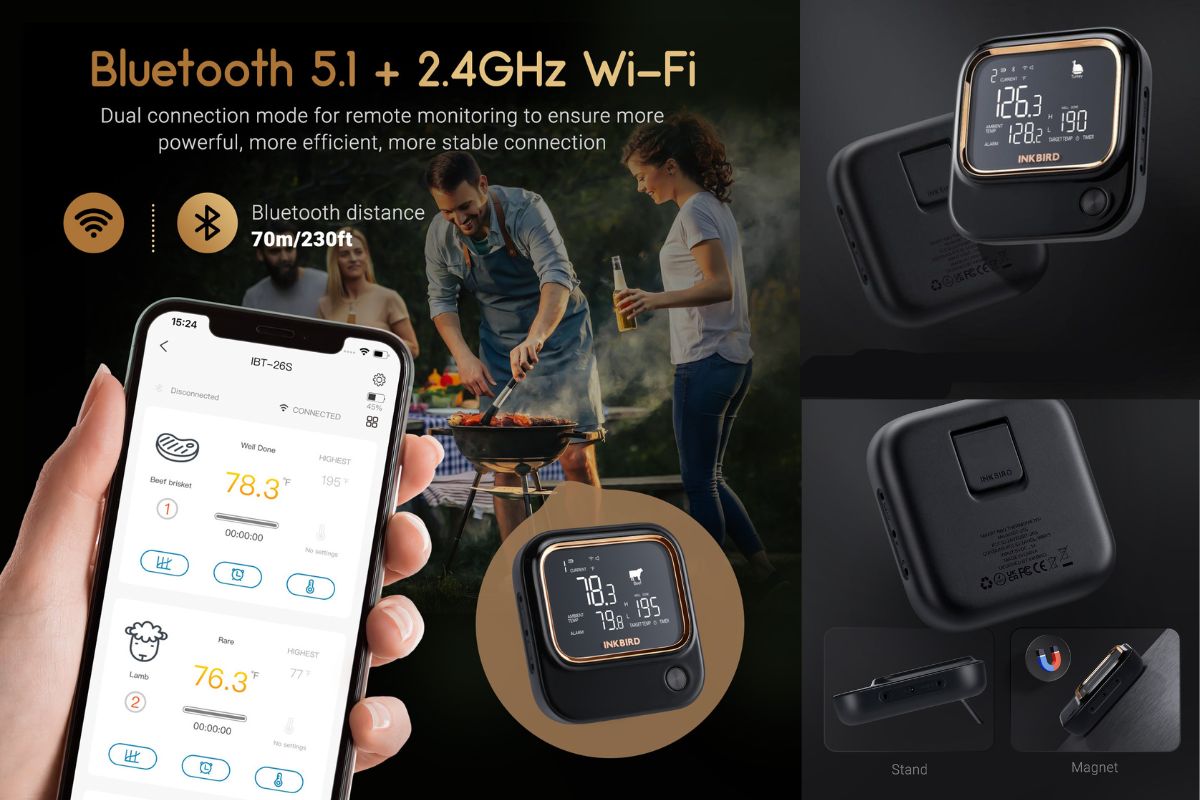 Master the Art of Grilling with the Bluetooth & Wi-Fi Smart BBQ Thermometer