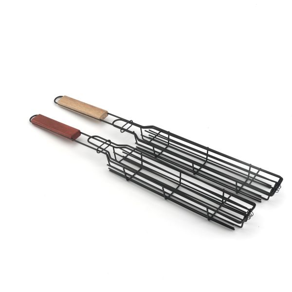 Premium Outdoor Wooden Handle BBQ Grill Basket - Image 6