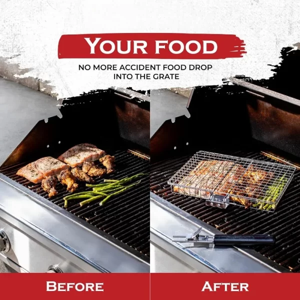 Large Stainless Steel Folding Grill Basket - Image 4