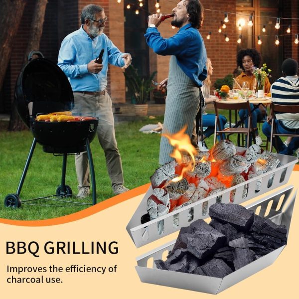 2Pcs Stainless Steel Charcoal Grill Baskets - Image 2