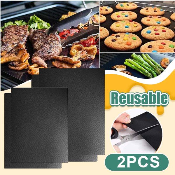 2Pcs Reusable Non-Stick BBQ Grill Mats - Image 2