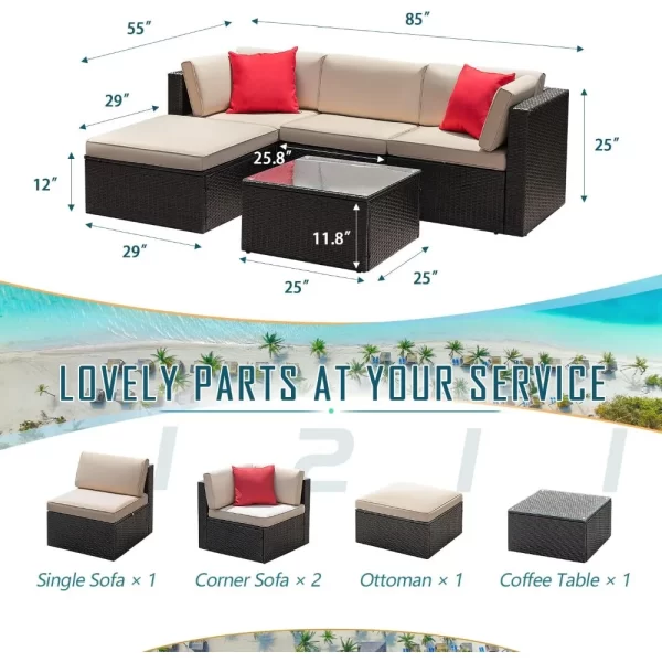 Stylish 5-Piece Patio Furniture Set - Image 6