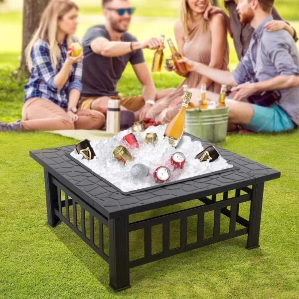 32-Inch Square Metal Fire Pit Table - Image 2
