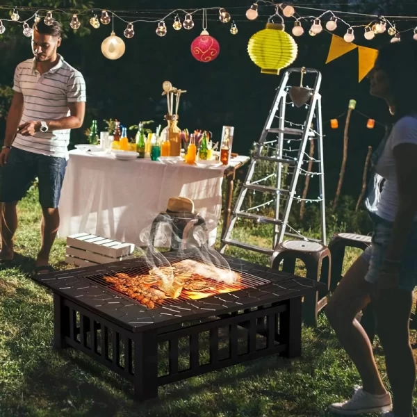 32-Inch Square Metal Fire Pit Table - Image 3