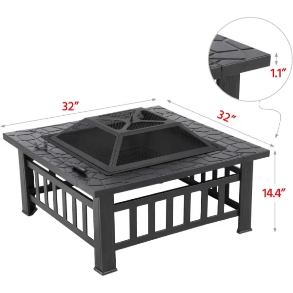 32-Inch Square Metal Fire Pit Table - Image 7