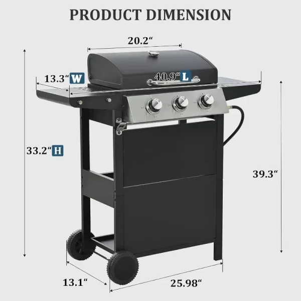 3-Burner Propane Gas BBQ Grill - Image 6