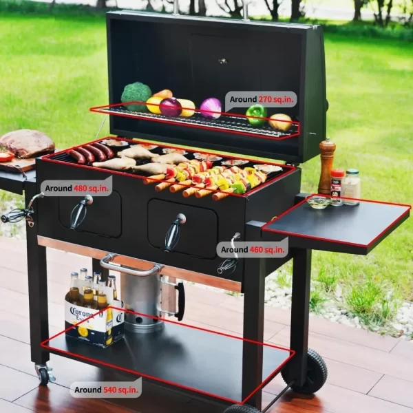 Extra Large Charcoal Grill with Adjustable Trays, Ideal for Backyard BBQs and Camping - Image 2