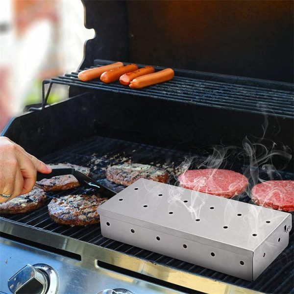 Stainless Steel Smoker Box for Gas or Charcoal Grill