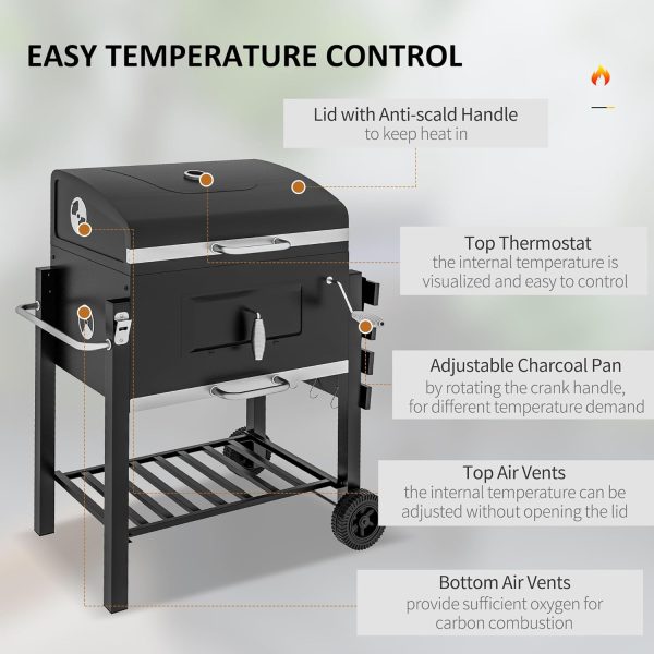 Portable Charcoal BBQ Grill with Side Table and Storage Shelf - Image 4