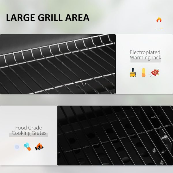 Portable Charcoal BBQ Grill with Side Table and Storage Shelf - Image 3