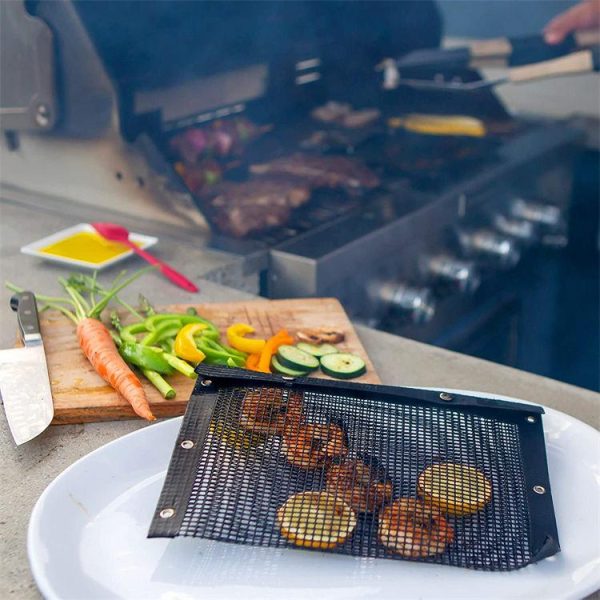 Reusable Non-Stick Mesh Grill Bags for BBQ & Smokers