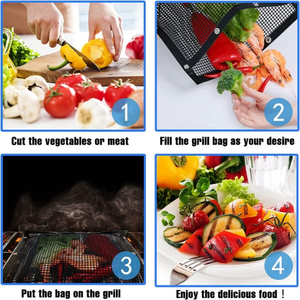 Reusable Non-Stick Mesh Grill Bags for BBQ & Smokers - Image 5