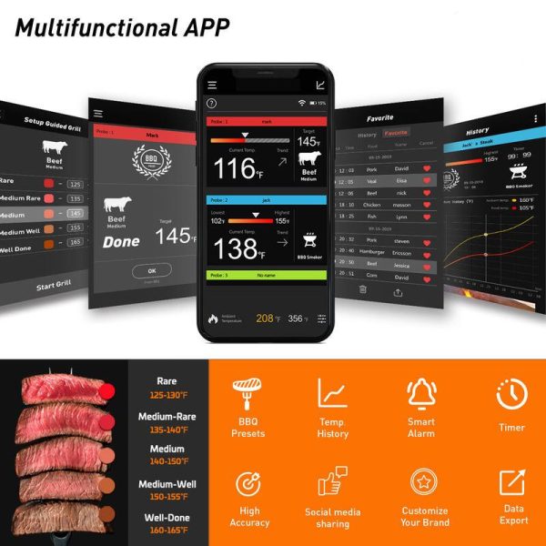 Wireless Bluetooth BBQ Thermometer with Smart Digital Probes - Image 5