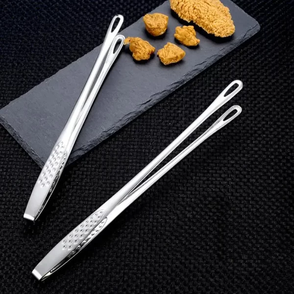 304 Stainless Steel Long Handle Kitchen Tongs - Image 3