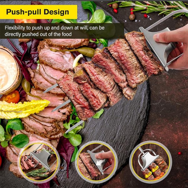 Triple-Headed Stainless Steel BBQ Skewers Set - Image 2