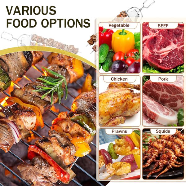 Triple-Headed Stainless Steel BBQ Skewers Set - Image 3