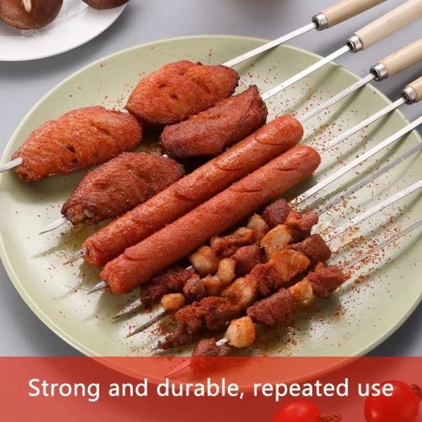 10pcs Stainless Steel BBQ Skewers - Image 2