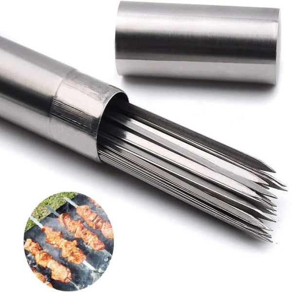 Stainless Steel BBQ Skewers Set with Storage Tube - Image 4