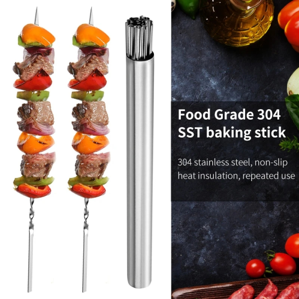 Stainless Steel BBQ Skewers Set with Storage Tube - Image 3
