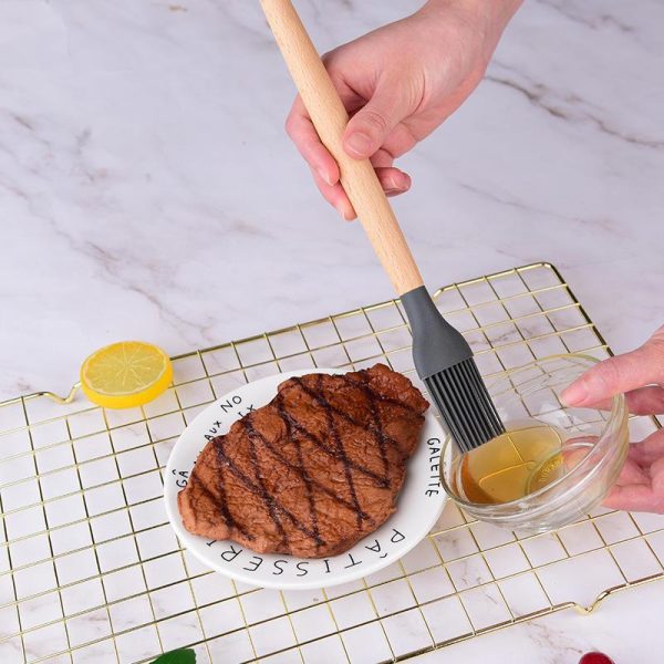 Silicone BBQ Basting Brush with Wood Handle
