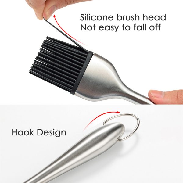 Silicone BBQ Basting Brush with Stainless Steel Handle - Image 4
