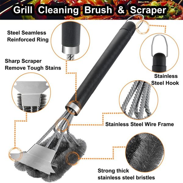18-Inch Grill Brush and Scraper with Deluxe Handle - Image 2